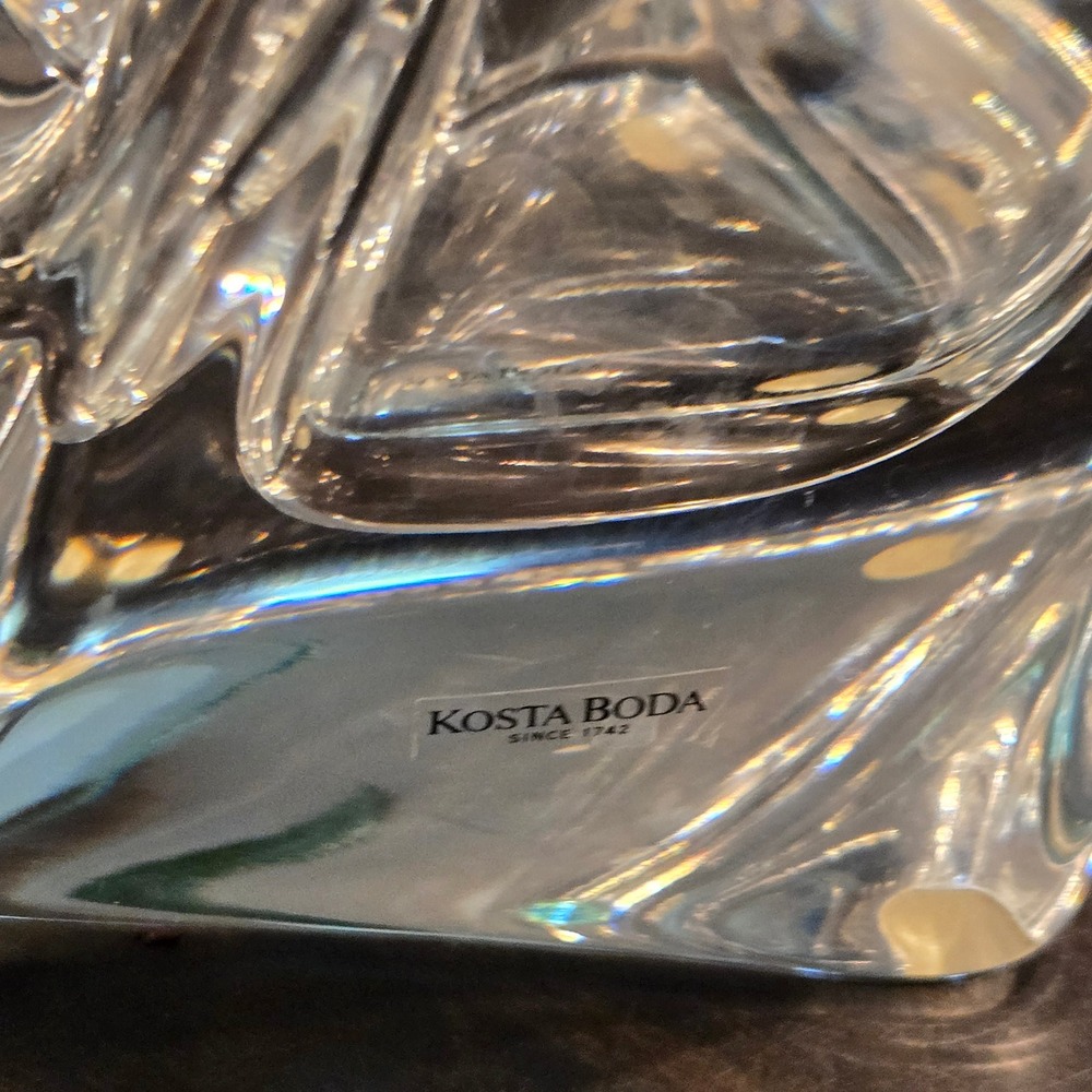 Kosta Boda Vase Goran Warff Twisted Art Glass Signed Swedish Crystal 7-9" Modern - Picture 5 of 10